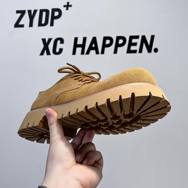 Derby Shoes Men's 2024 New Mickey Big Head Shoes Platform Low-top Big Yellow Boots Round Head Fashion Leather Shoes 24287-A