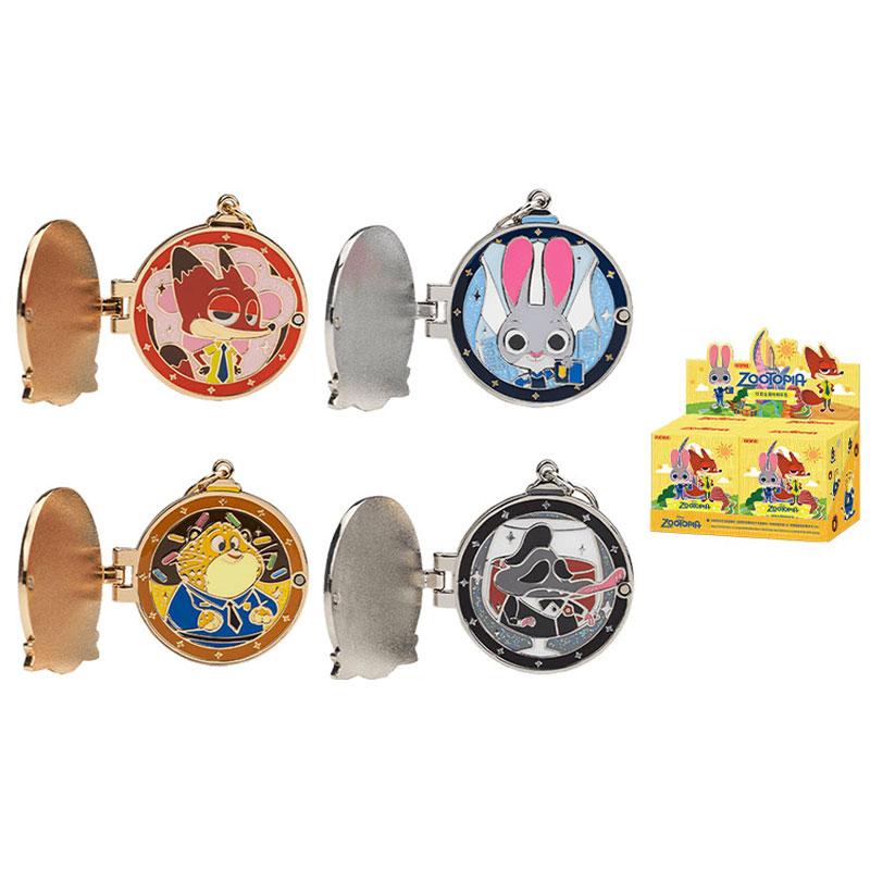New POP MART Zootopia Double Layer Metal Badge Photo Frame Pendant Blind Box Products Single Mystery Box/Full Box 4 Pcs PPMT-2407-0054