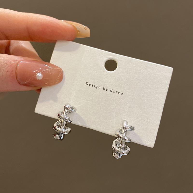 Cold Wind Silver Wrapped Ear Buckles Women s Small Personality Earrings Trend Earrings