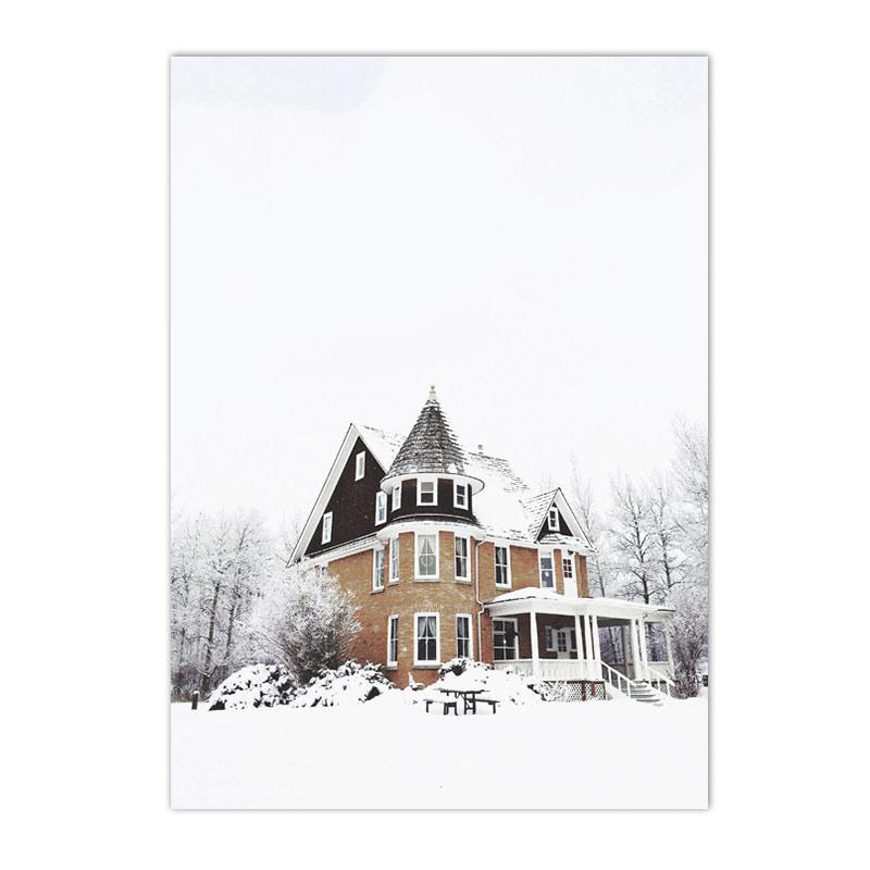 Zima Snow Tree Pine Nástěnný Umělecký plakát Obrazy sobů Obraz na plátně Dům Auto Plakáty Nordic Wall Pictures Dekor do obývacího pokoje