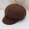 Retro Corduroy Octagonal Hat Women's Autumn and Winter Braided Newsboy Hat Showing Face Small Versatile Painter Hat