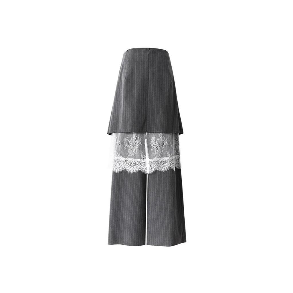European & American Style 3-in-1 Detachable Lace-Trim Striped Pants - Autumn Collection