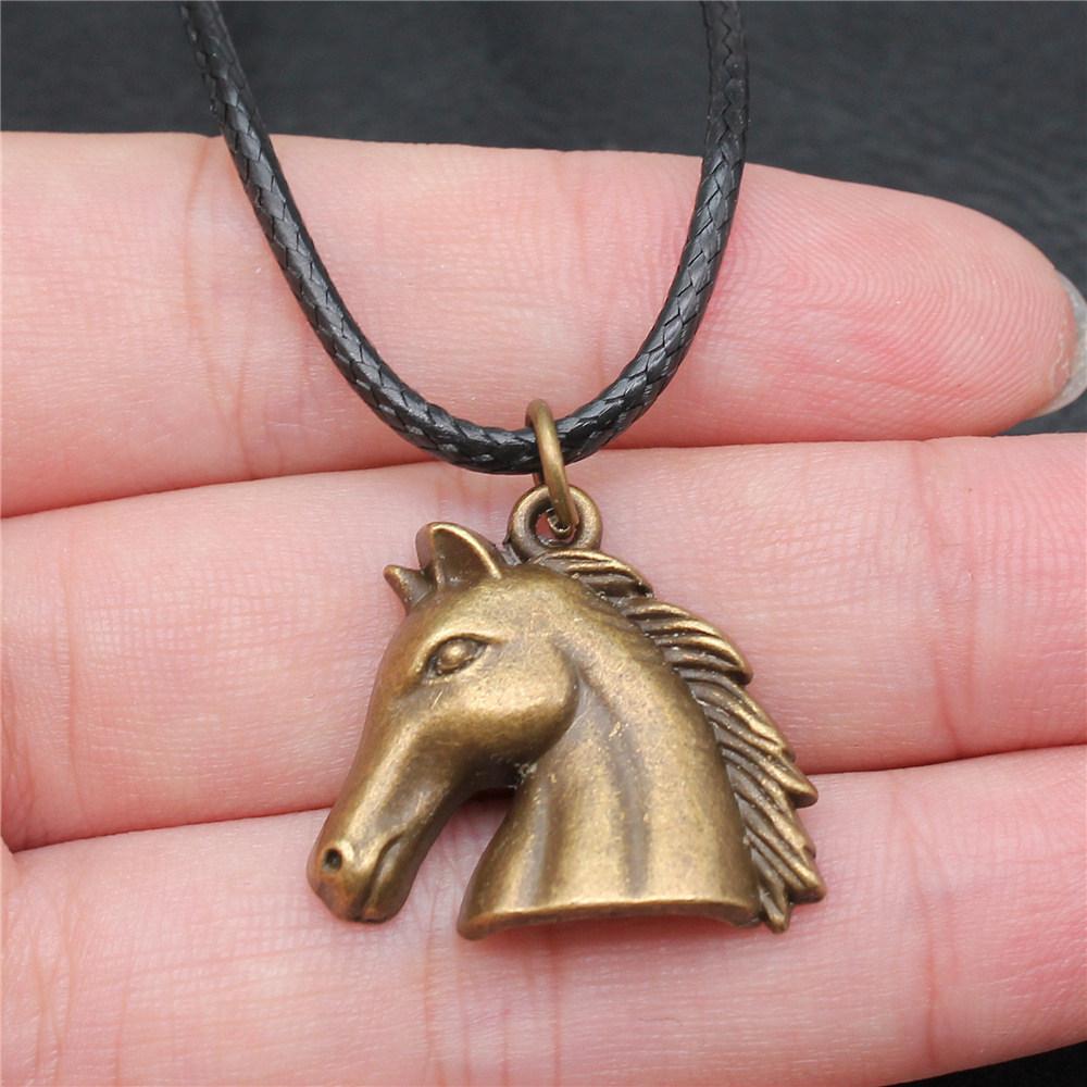 45cm Necklace Leather Chain Big Elephant And Horse Wedding Jewelry Findings QN027
