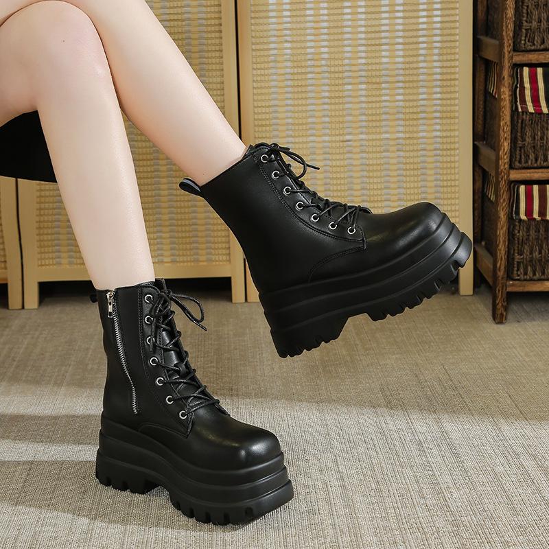 Anime Cosplay Dames Mid-Calf Martin Laarzen - 15cm Hoogte-Verhogend, Dikke Zool, Korte Stijl, Grote Maten Beschikbaar.