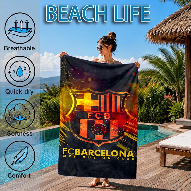 Fcb Team Football Club Beach Towel, Microfiber Beach Towel, Perfect For Pool, Beach, Travel, Home Decor Beach Party Fan Gifts