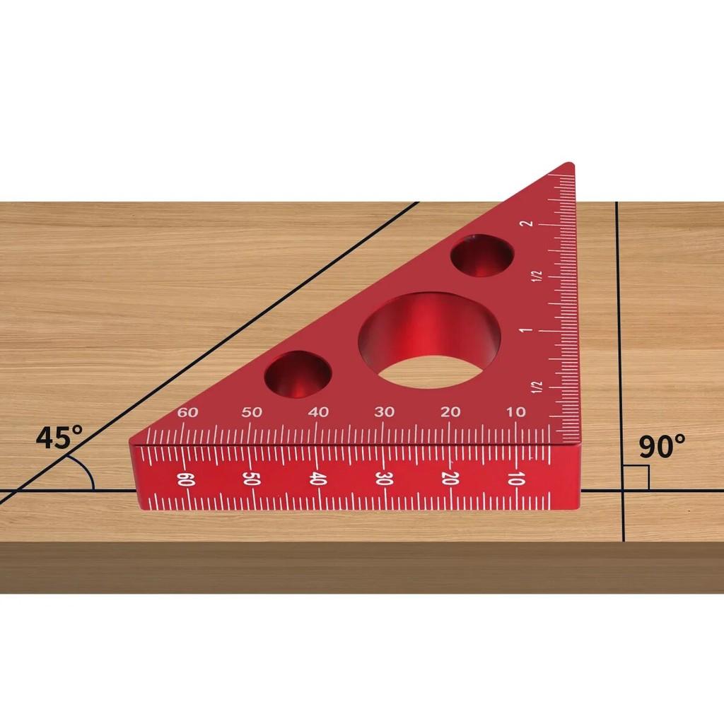 Squadra di Precisione Angolare Metrica 45/90 Gradi Lega di Alluminio Triangolo Spessorato Strumento Multifunzione per la Lavorazione del Legno
