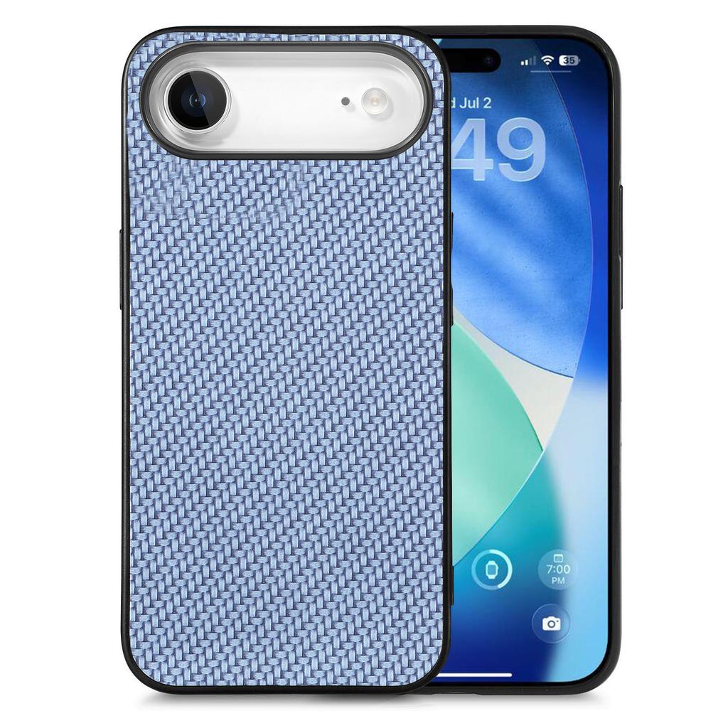 Para Capa de iPhone Air Textura de Fibra de Carbono PU+PC+TPU Capa Traseira para Celular