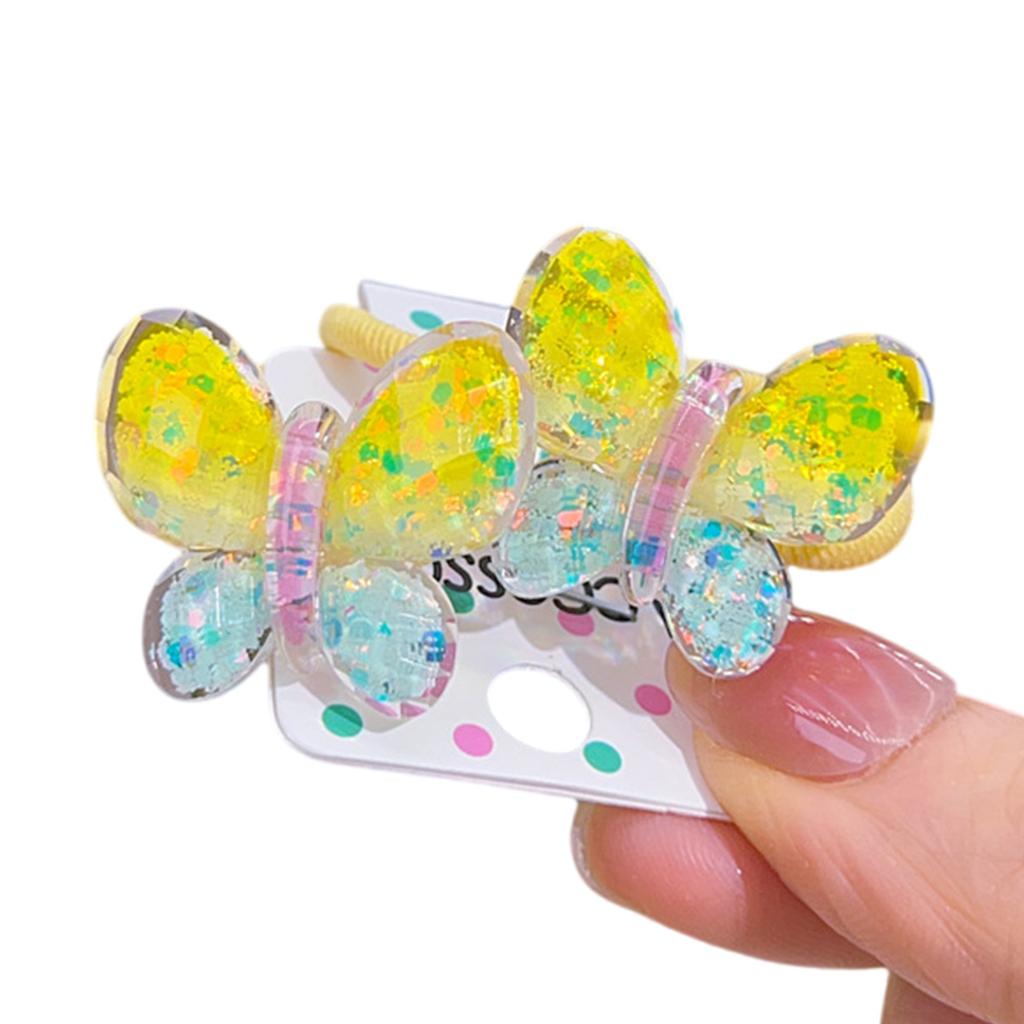 Candy Color Butterfly Hairband for Children Hair Elastic Hair Band Ponytail Holder Little Girl Hair Accessories 1 Pair