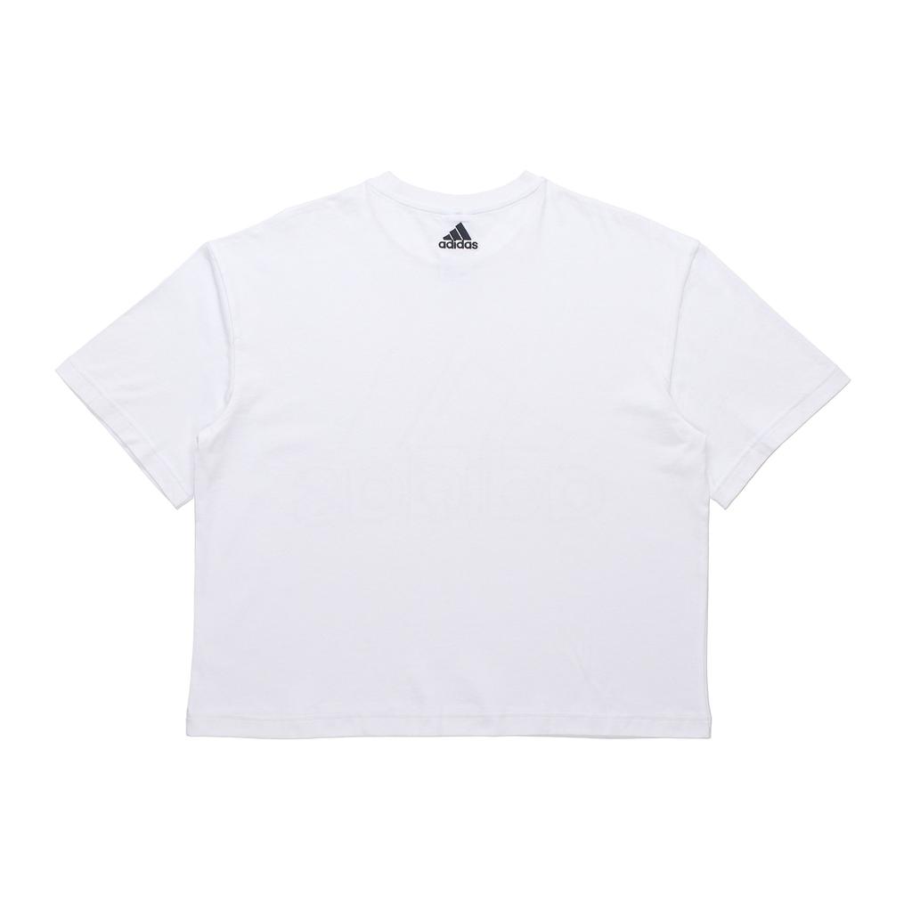 Adidas Big Logo Print Short Sleeve T-Shirt Women Tops White GV5173