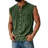 Mouwloze Hemden voor Mannen Knopen Casual Tanktops Mannen met Zak Wijde Pasvorm Zomer Lichtgewicht Top Tanktops Mannen