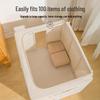 Tianshan Cotton and Linen Foldable Storage Box with Steel Frame & Washable PP Bottom for Clothes & Quilts