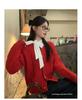 Women's Chic Red Knit Cardigan - Early Autumn Fashion