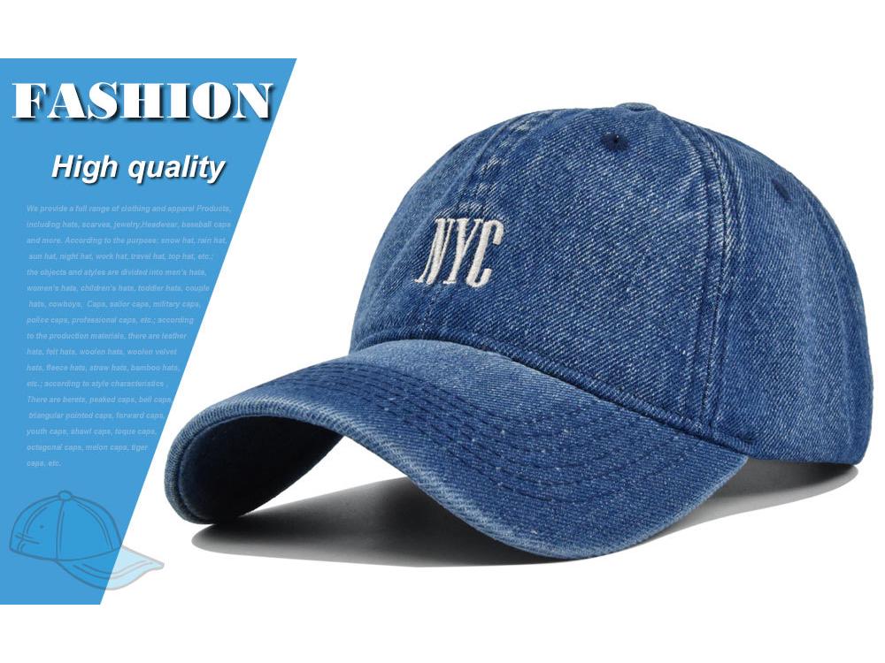 Vintage Distressed Embroidered Denim Baseball Cap with Curved Brim