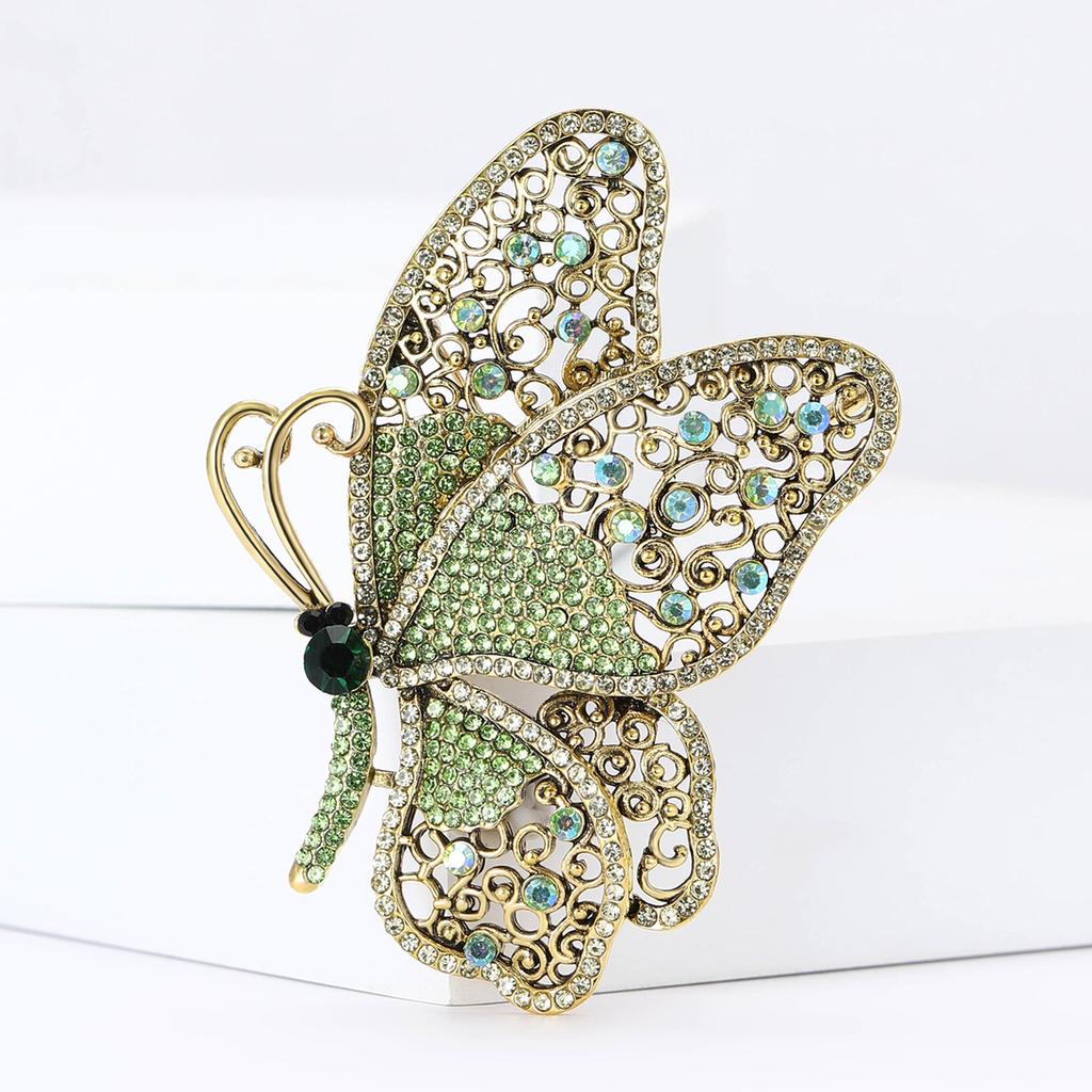 Vintage Alloy Rhinestone Big Butterfly Brooch Exquisite Fashion Women'S Suit Cardigan Corsage Ornament Pin