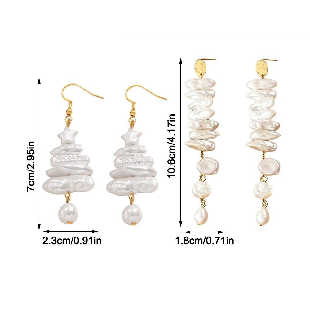 Irregular Pearl Drop Earrings Pearl Flower Christmas Tree Necklace Jewelry Accessories