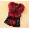 Plus Size Faux Fur Vest with Faux Fox Fur Collar - European and American Style