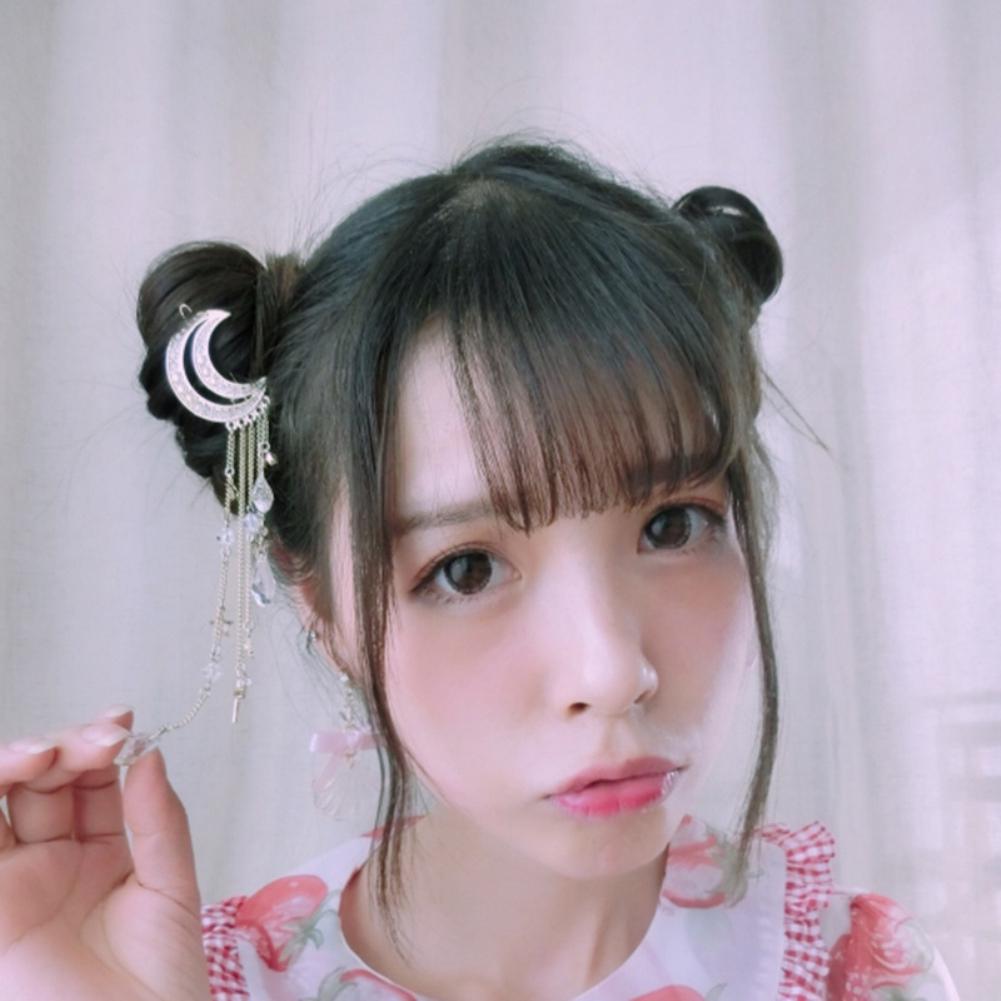 Retro Moon Rhinestone Tassel Beads Dangle Spinka do włosów Spinka do włosów damska Biżuteria ślubna