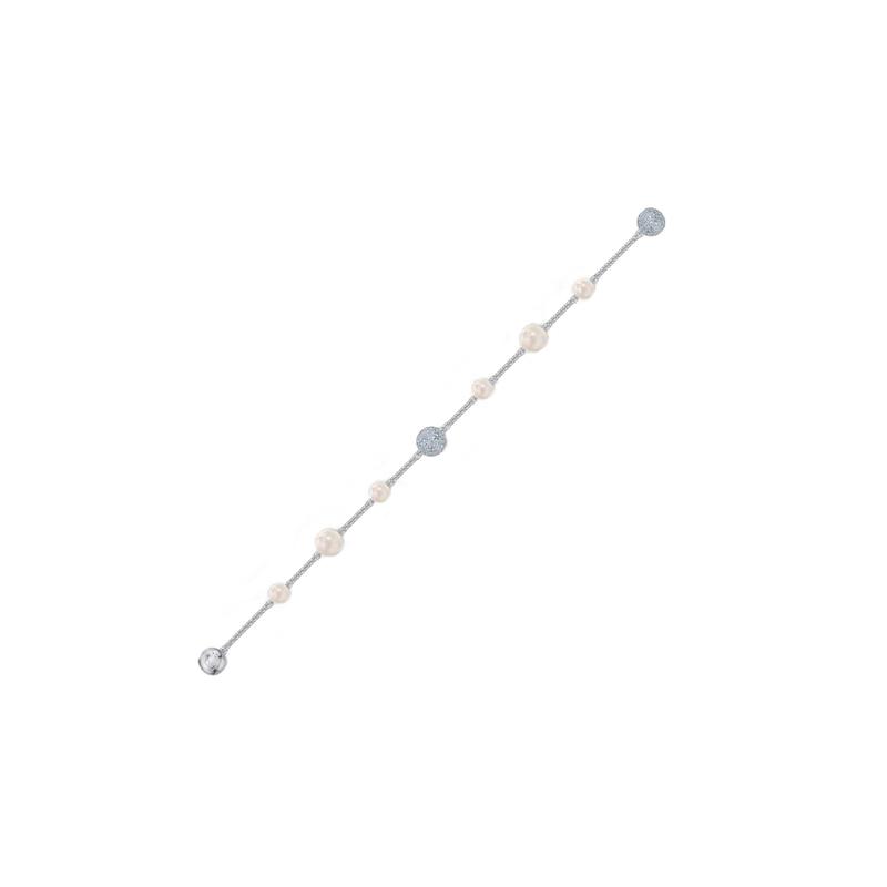 Swarovski Remix Collection Exquisite Square Pavé Pearl Crystal Magnetic Clasp Temperament Rose Gold Metal Bracelet Women's Silver 5570815