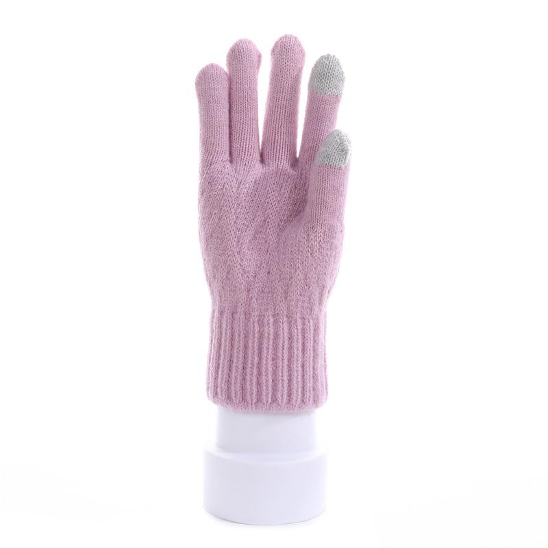 Winter Gloves Solid Color Knitted Cycling Adult Warm Gloves Cycling Gloves Touch Screen Finger Gloves