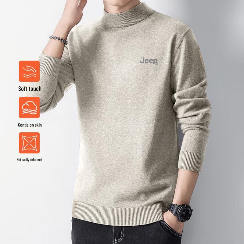 

JEEP Men s Retro Heavyweight Half-High Collar Knit Sweater 2XL