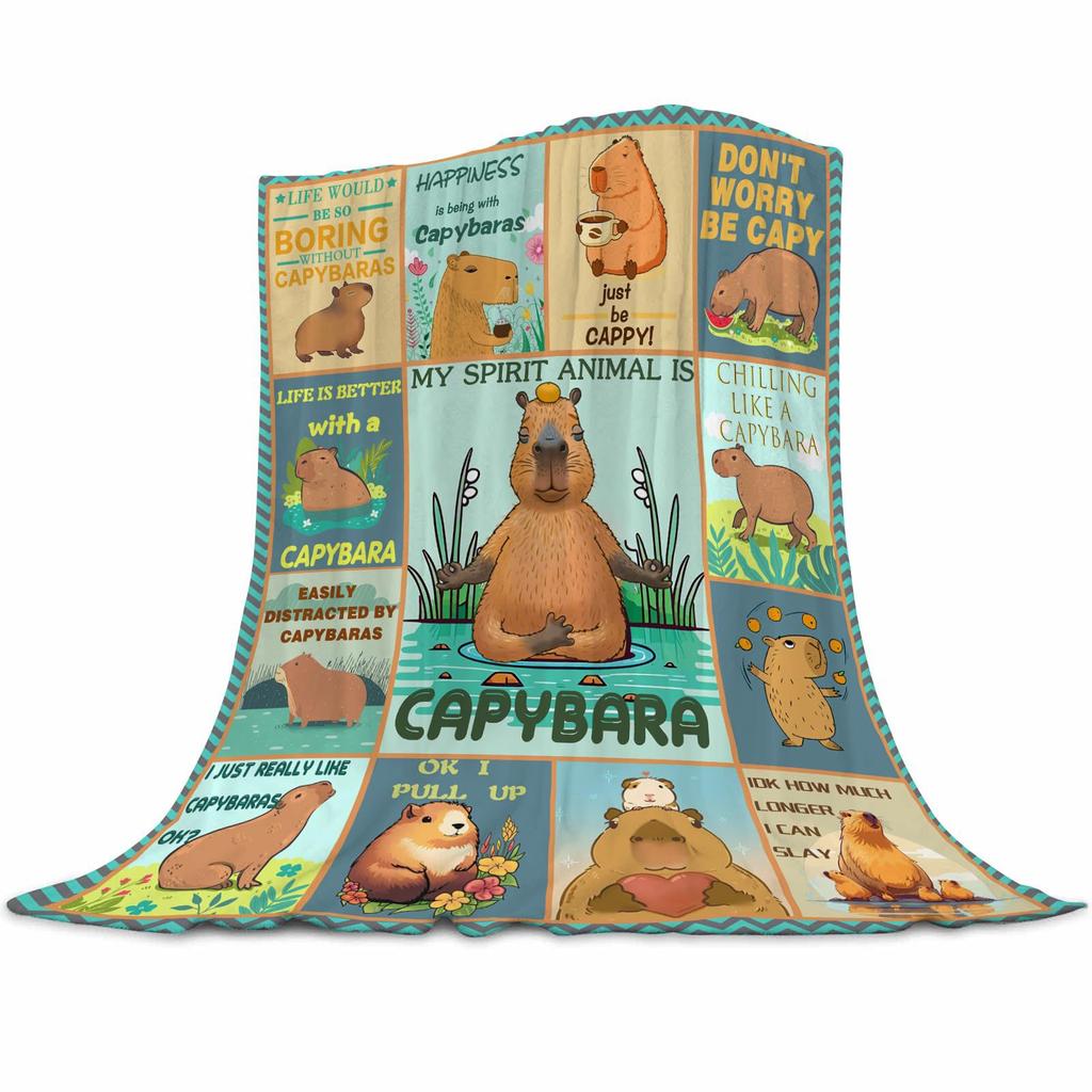 Kapibara Blanket Cute Capybara Home Fleece Blanket Sofa Blanket Bedroom Lunch Break Flannel Blanket