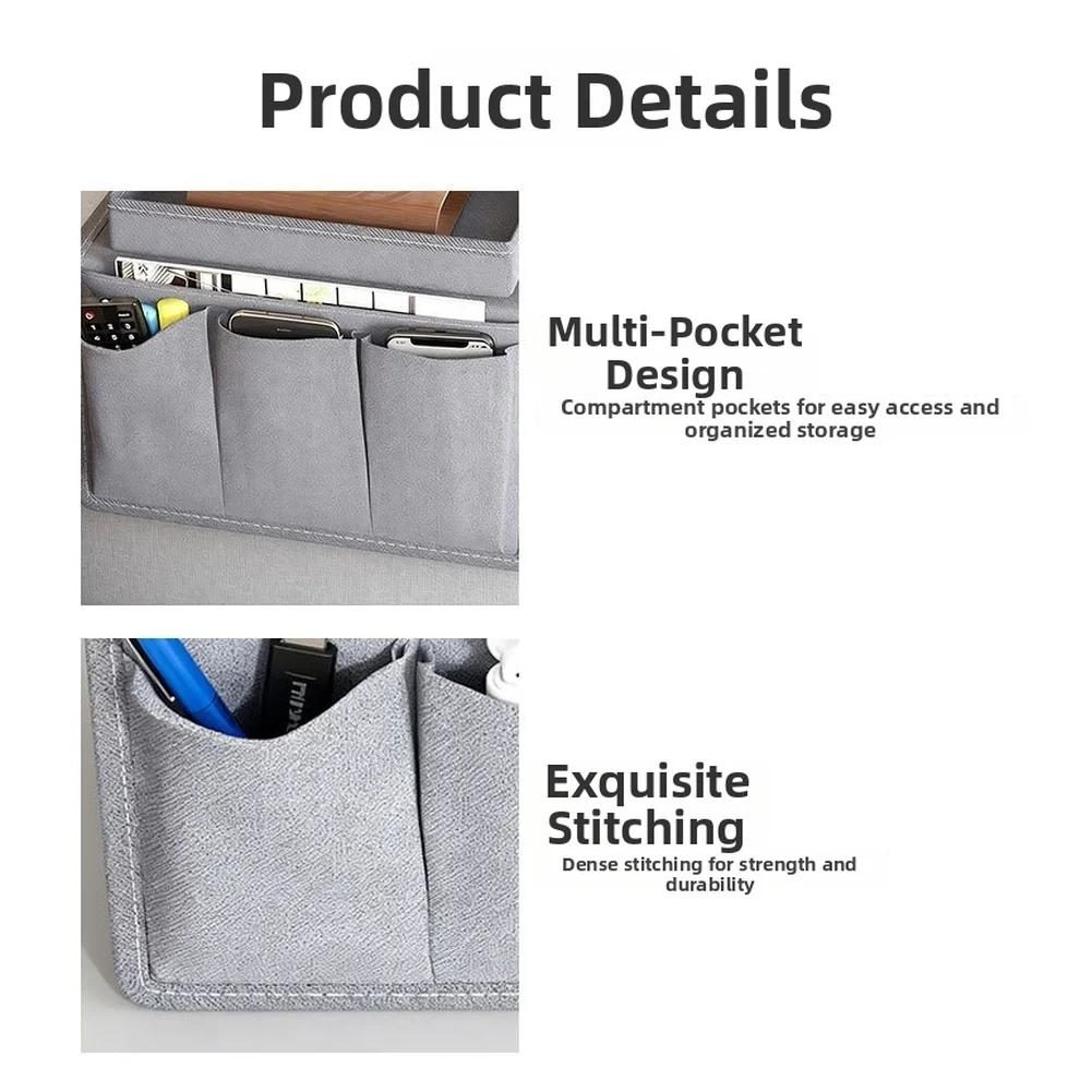Foldable Oxford Cloth Storage Bag for Sofa Armrest Side Organizer with Multiple Compartments for Remote Controls and Accessories