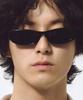 Hangeul Flat Oval Sunglasses Black