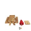 Feeder Table with Umbrella Wooden   Feeder Picnic Table with Corn Cob Holder for Yard and Porch Decoration
