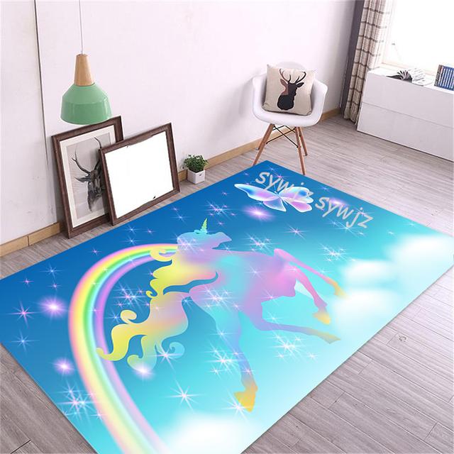 3d Unicorn Pattern Floor Mat Home Antifouling Rectangular Carpet Wedding Kitchen Living Room Dining Table Coffee Table Mat