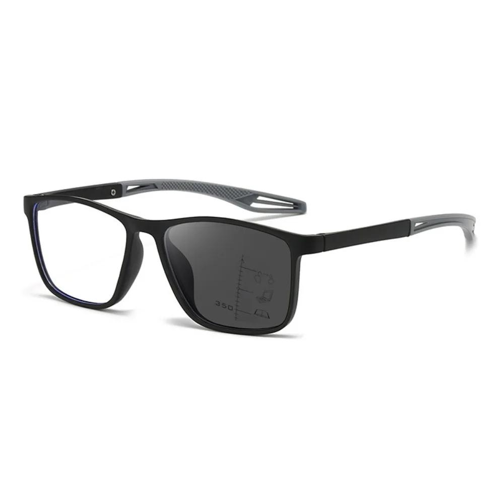 3 in 1 Photochromic Color Changing Sports Reading Eyeglasses for Male + 100 ~ + 400 Anti- BlueLightweightPresbyopiaEyeglasses