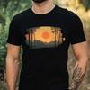 T-Shirt Men Retro Sunset Motif Cotton Size XS To 5XL