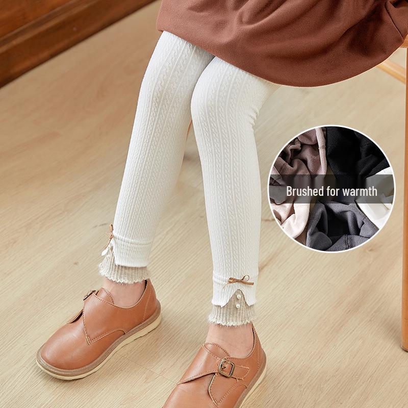 

Девичьи флисовые леггинсы на осень/зиму с бантом - Теплые, из хлопка с начесом, длиной до щиколотки 2XL (13-15 years)