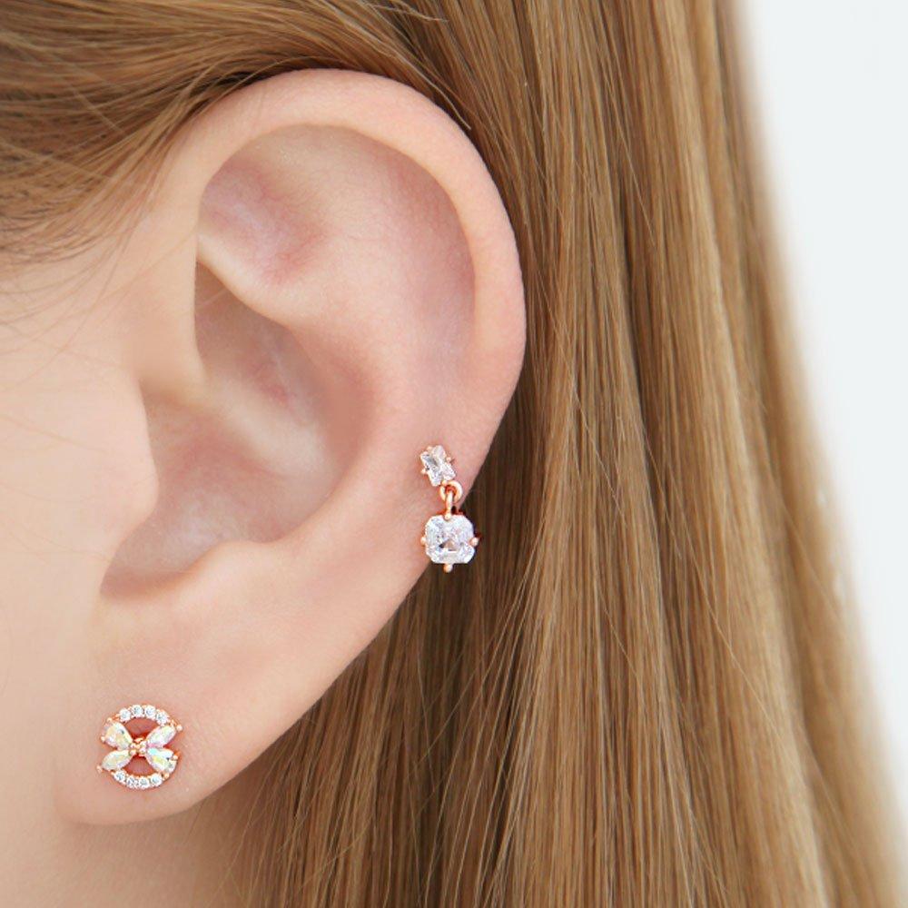 [1+1] Fashion Piercing Surgical Two Square 3 types, choose 1, one side for sale