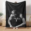 1pc 2PacHip Hop Blanket Soft Lightweight All Season Multi Purpose Throw for Sofa, Bed, Office & Picnics, French Style with Iconic Album Art & Quotes