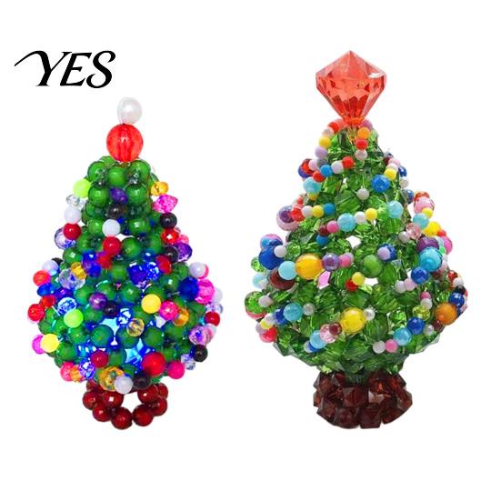 Creative Ornament Making Handmade Beaded Christmas Tree Ornament, Sparkly Crystal Bead Mini Party Favors Tabletop Decor, Hand-Woven Xmas Desktop