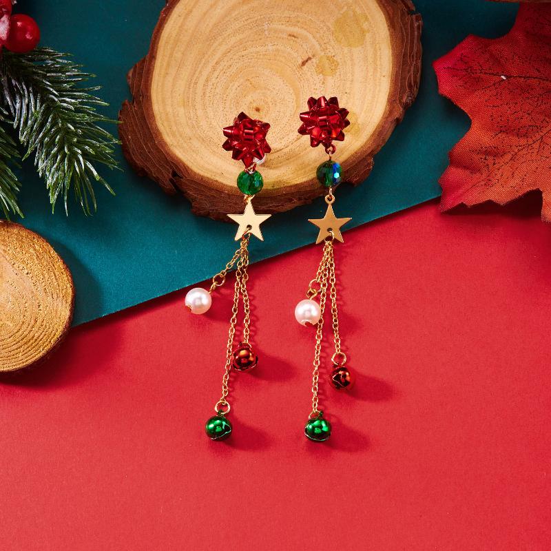 Christmas Tree Snowman Bow Bell Boots Dangle Earrings For Women Cute Snowflake Tassel Earring New Year Party Jewelry Xmas Gifts