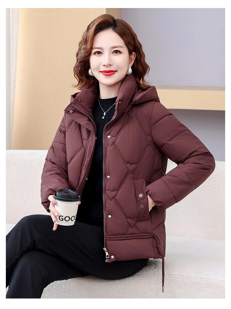 Jachetă de iarnă groasă și călduroasă pentru femei, scurtă, cu glugă detașabilă, rezistentă la vânt