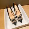 Autumn new high heels women's thin heels sexy women's square buckle large size versatile single shoes Huizhou women's shoes fashion