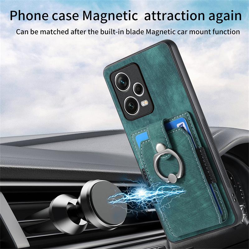 For Redmi Note 12 4G Leather Wallet Id Card Slot Ring Holder Case For Redmi Note 12 Turbo 12R 12 Pro Plus Stand Shockproof Cover