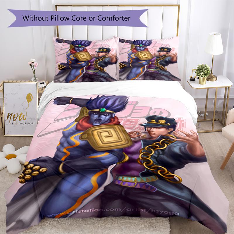 3pcs JoJo's Bizarre Adventure Pattern Bedding Set Duvet Cover Set Includes Duvet Cover &pillowcases, Perfect All Season Bedroom Decoration & Gift