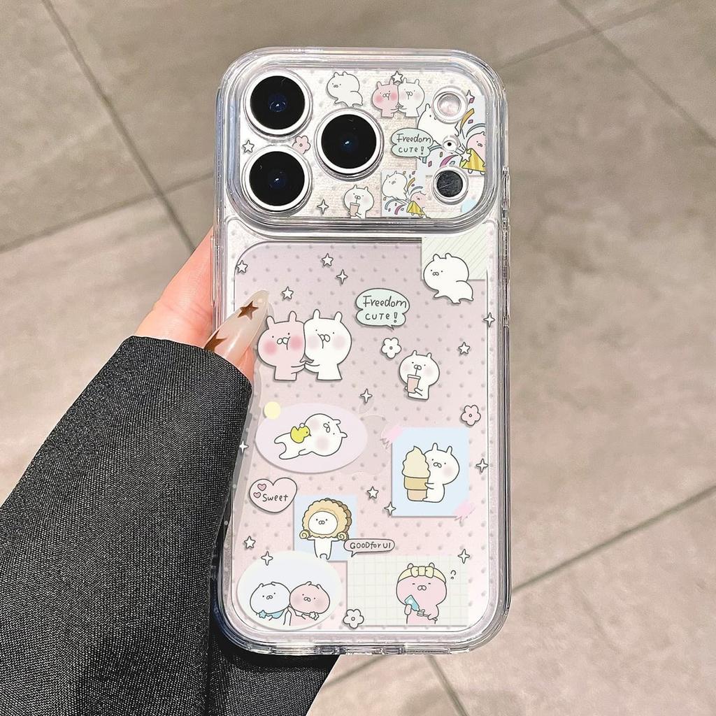 Cute little rabbit pill is suitable for Apple 17promax mobile phone case 14 15 16 soft case 13pro fine hole XS transparent.