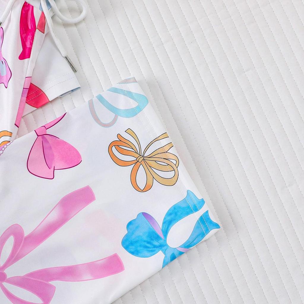 Women's Butterfly Print Pajama Set - Short Sleeve Top & Long Pants