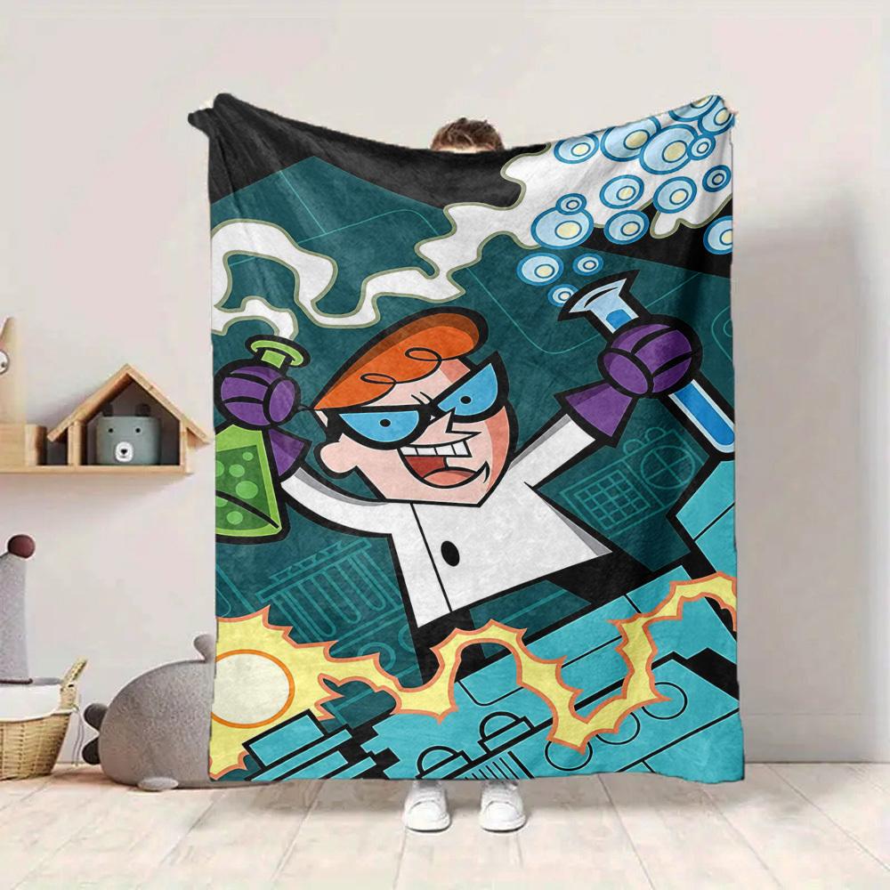 1pc Dexter's Laboratory Cozy Print Blanket Lightweight Warm Flannel Throw Blanket For Sofa, Bed, Living Room