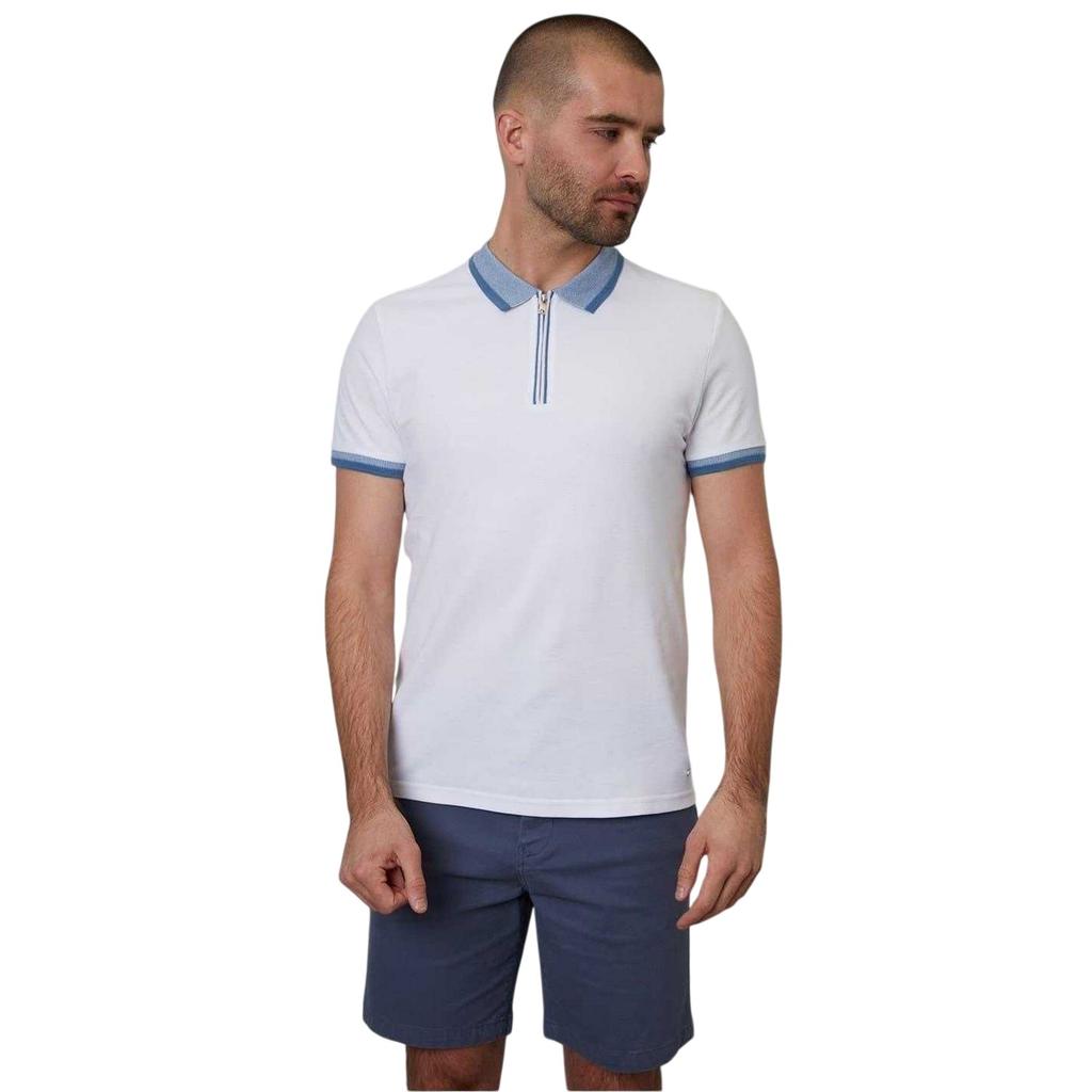 Threadbare Mens Denim Look Denim Look Slim Short-Sleeved Polo Shirt