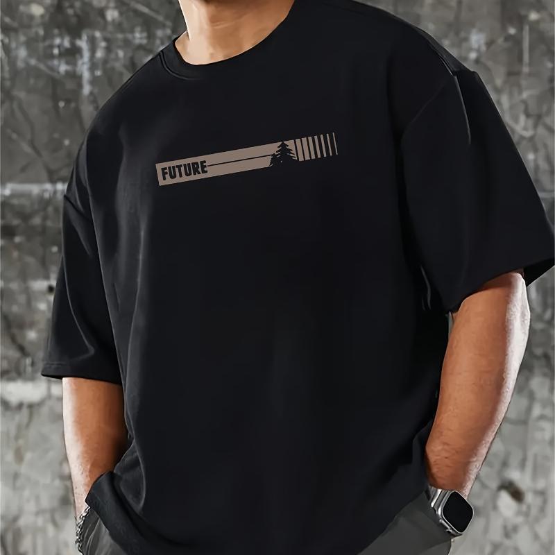 

Future Minimal Typography Print T-Shirt Breathable Cool, Comfortable Wear,Daily Casua XXL белый