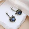 Vintage Dragonfly Drop Earrings for Women, Antique Bronze Blue Gem Dangle Earrings, Boho Retro Insect Statement Jewelry