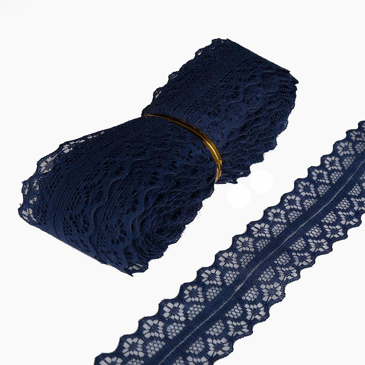 

Вышитая кружевная бейка для шитья тёмно-синий