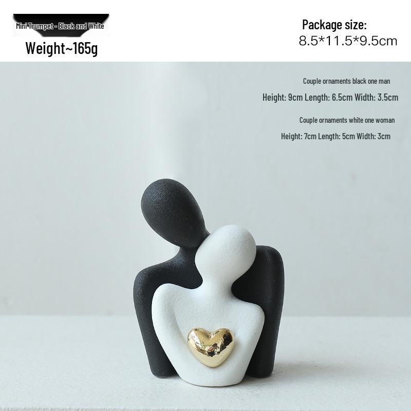 

Nordic Luxury Mini Ceramic Heart Couple Ornament for Home Decor