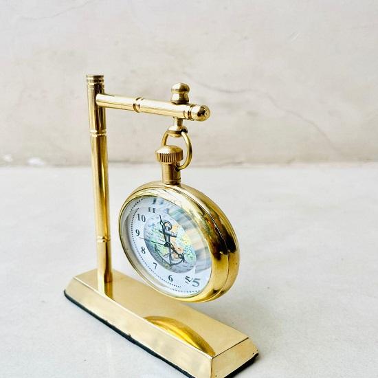 Solid Brass Nautical Hanging Clock: Maritime Home Decor