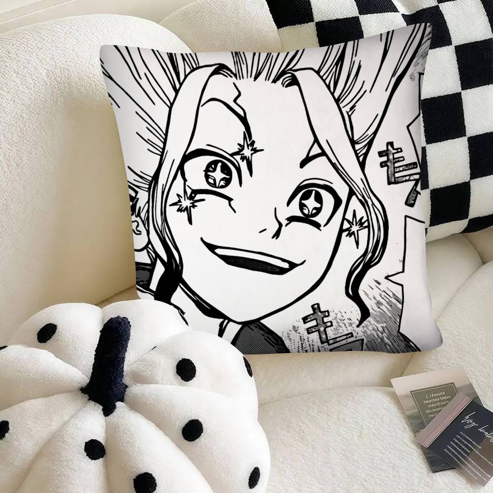 Anime Dr Stone 4 Senku Ishigami Pillow Case Fashion Square Pillowcase Bedroom Sofa Room Ins Decoration Leisure